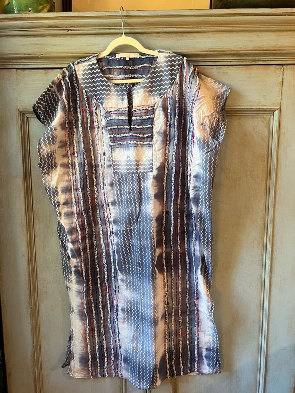 Striped Tunic Dress in Blue and Cream. Malibu. House dress. Love!